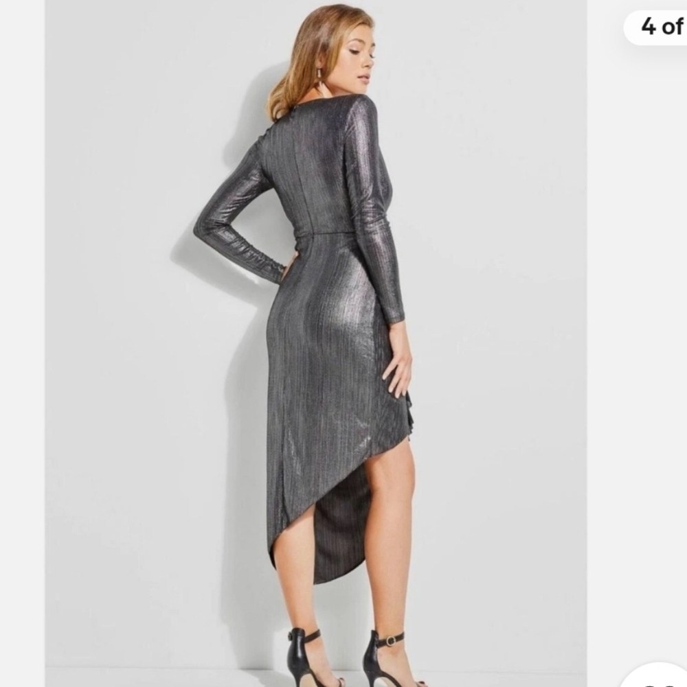 Guess Metallic Long Sleeve Dress